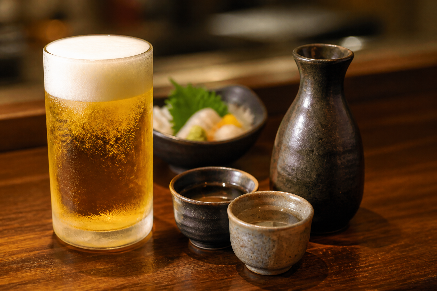 日本酒やビールなどのドリンクの写真